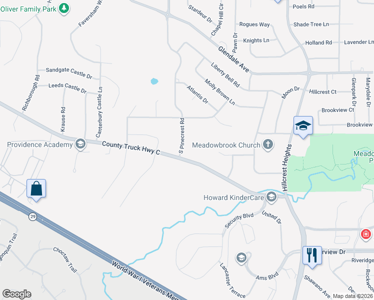 map of restaurants, bars, coffee shops, grocery stores, and more near 708 South Pinecrest Road in Green Bay