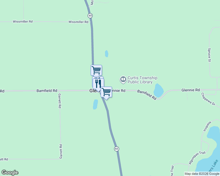 map of restaurants, bars, coffee shops, grocery stores, and more near 4946 F 30 in Glennie
