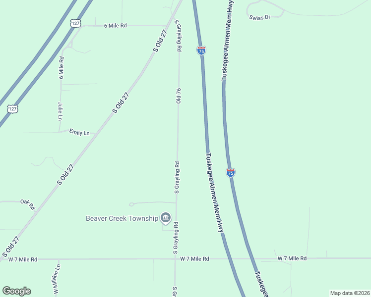 map of restaurants, bars, coffee shops, grocery stores, and more near 8215-8879 South Grayling Road in Grayling