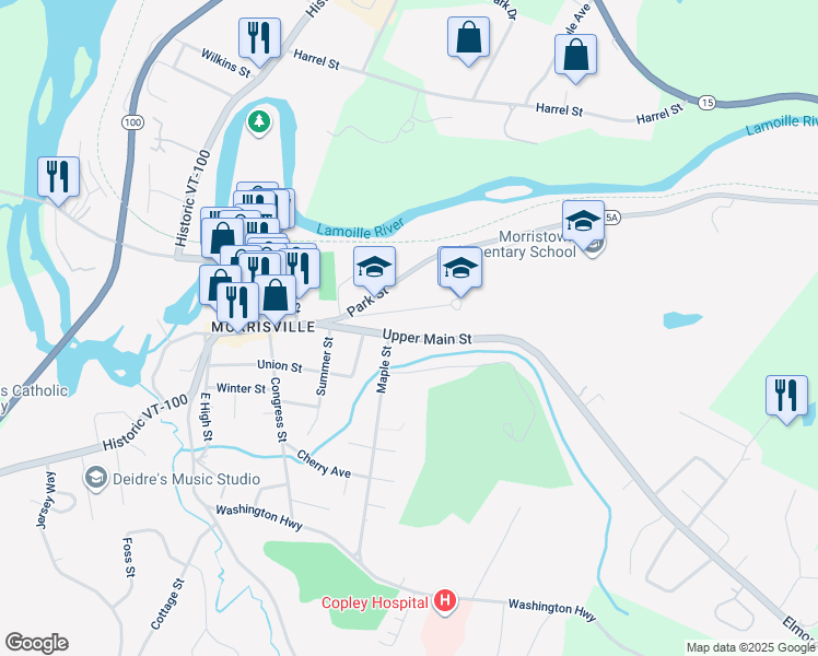 map of restaurants, bars, coffee shops, grocery stores, and more near 124 Copley Avenue in Morristown