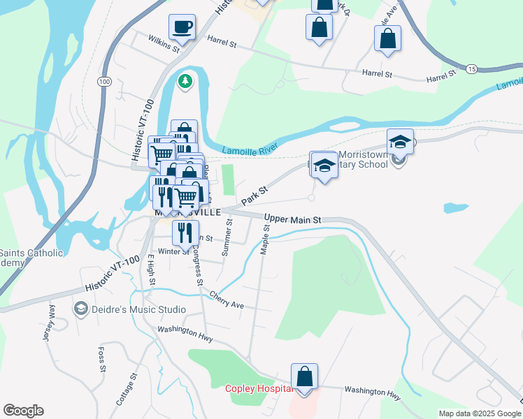 map of restaurants, bars, coffee shops, grocery stores, and more near 46 Copley Avenue in Morristown