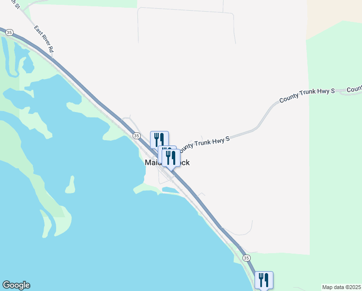 map of restaurants, bars, coffee shops, grocery stores, and more near 579 County Road S in Maiden Rock