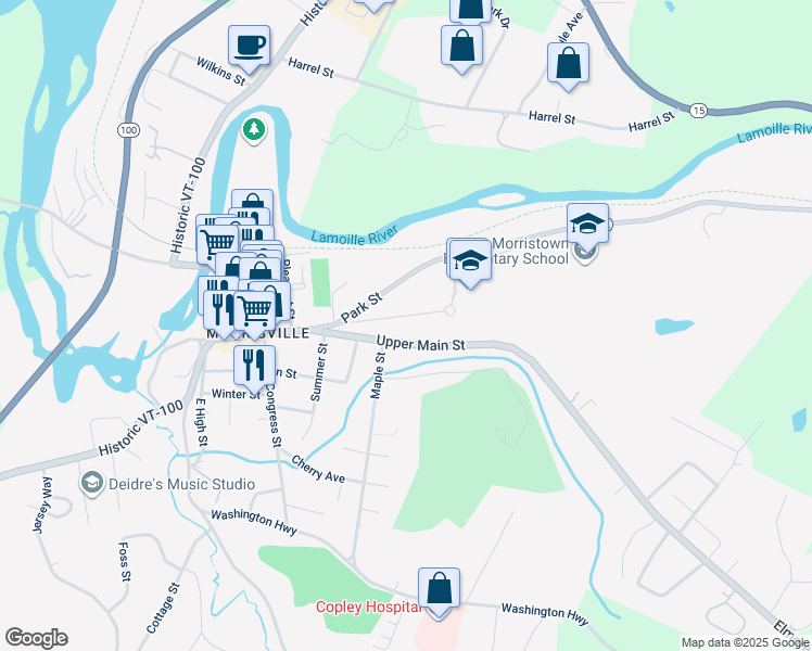 map of restaurants, bars, coffee shops, grocery stores, and more near 124 Copley Avenue in Morristown