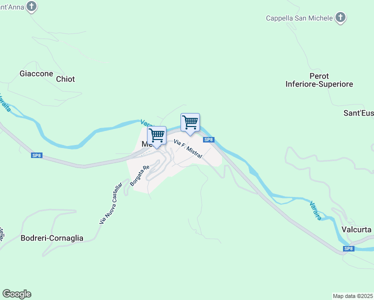 map of restaurants, bars, coffee shops, grocery stores, and more near 1A Via Carrera in Melle
