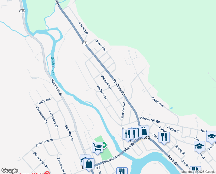 map of restaurants, bars, coffee shops, grocery stores, and more near 29 Kimball Avenue in Mexico