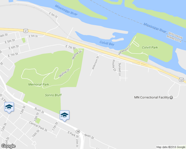 map of restaurants, bars, coffee shops, grocery stores, and more near 795 Wilkinson Street in Red Wing