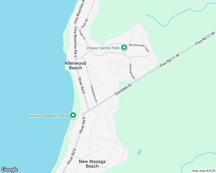 map of restaurants, bars, coffee shops, grocery stores, and more near 864 Eastdale Drive in Wasaga Beach