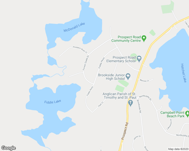 map of restaurants, bars, coffee shops, grocery stores, and more near 45 Fiddle Parkway in Hatchet Lake