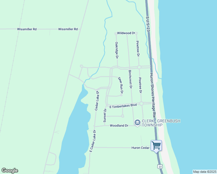 map of restaurants, bars, coffee shops, grocery stores, and more near Timberlakes Boulevard West in Alcona County