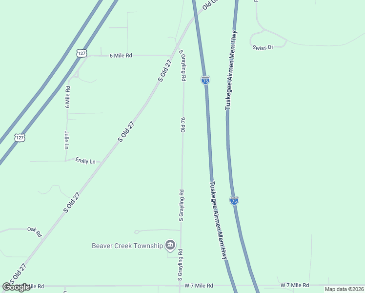 map of restaurants, bars, coffee shops, grocery stores, and more near South Grayling Road in Grayling