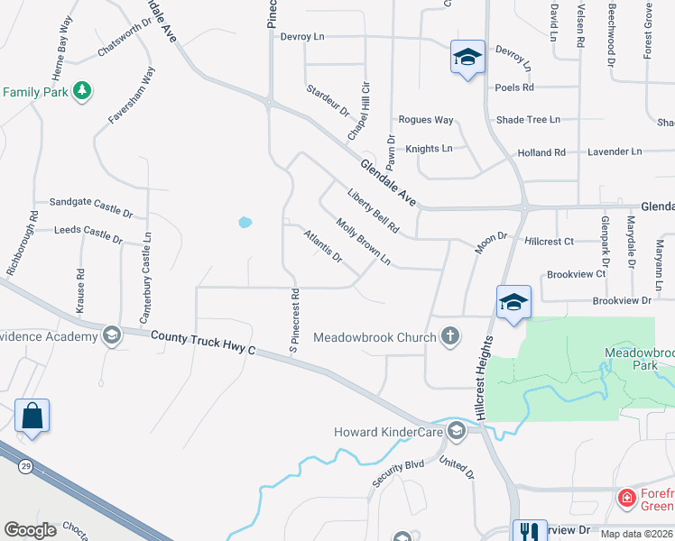 map of restaurants, bars, coffee shops, grocery stores, and more near 3167 Atlantis Drive in Green Bay