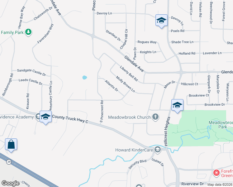map of restaurants, bars, coffee shops, grocery stores, and more near 3167 Atlantis Drive in Green Bay