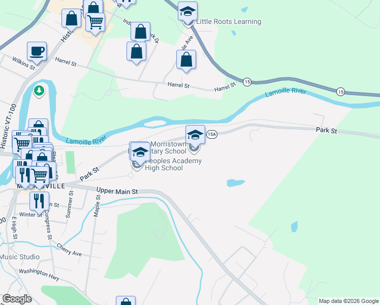 map of restaurants, bars, coffee shops, grocery stores, and more near 510 Park Street in Morristown