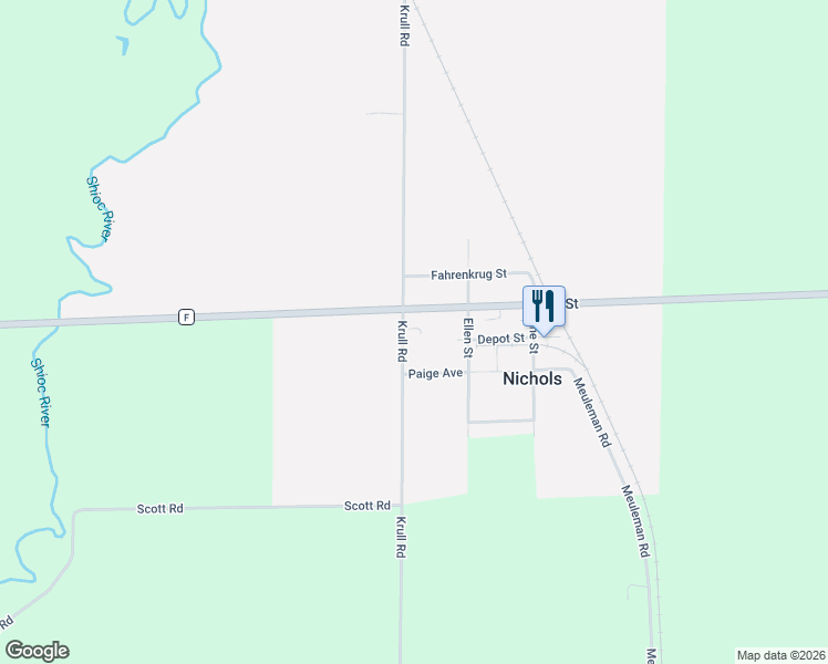 map of restaurants, bars, coffee shops, grocery stores, and more near W5695 North Main Street in Black Creek