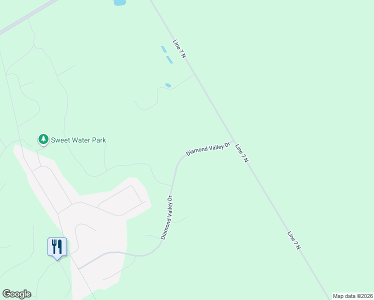map of restaurants, bars, coffee shops, grocery stores, and more near 82 Diamond Valley Drive in Simcoe County