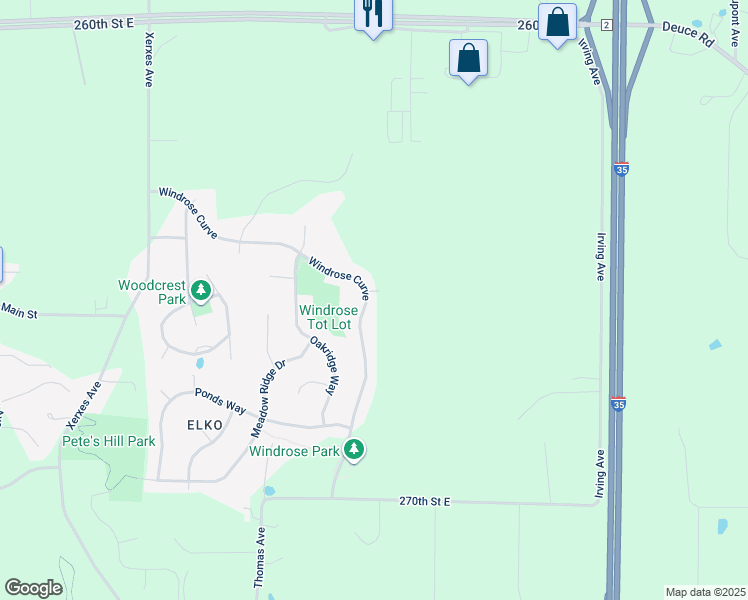 map of restaurants, bars, coffee shops, grocery stores, and more near 10372 Windrose Curve in Elko New Market