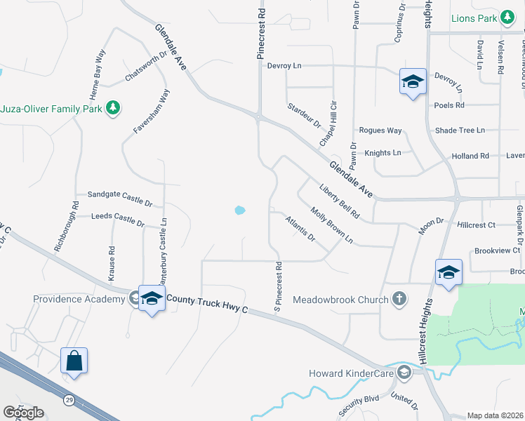 map of restaurants, bars, coffee shops, grocery stores, and more near 907 Pinecrest Road in Green Bay