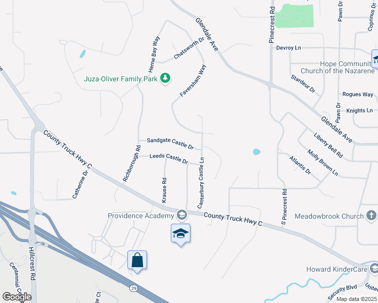 map of restaurants, bars, coffee shops, grocery stores, and more near 3455 Sandgate Castle Drive in Green Bay