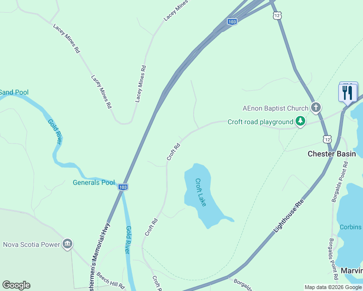 map of restaurants, bars, coffee shops, grocery stores, and more near 217 Croft Road in Chester