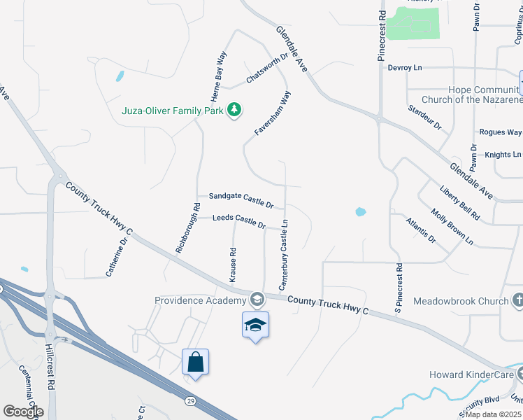 map of restaurants, bars, coffee shops, grocery stores, and more near 3455 Sandgate Castle Drive in Green Bay