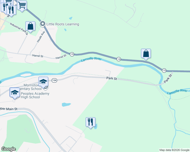map of restaurants, bars, coffee shops, grocery stores, and more near 948 Park Street in Morristown