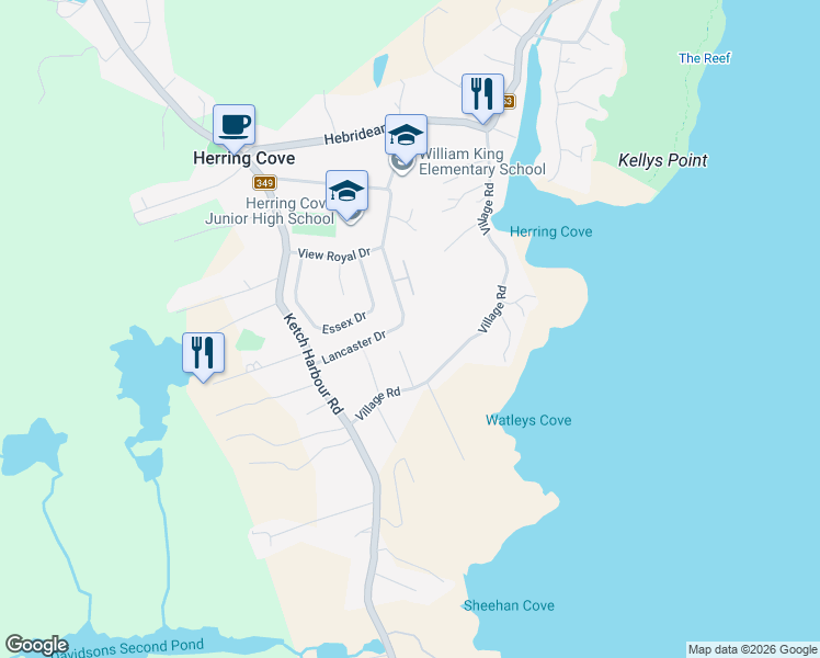 map of restaurants, bars, coffee shops, grocery stores, and more near 78 Lancaster Drive in Herring Cove