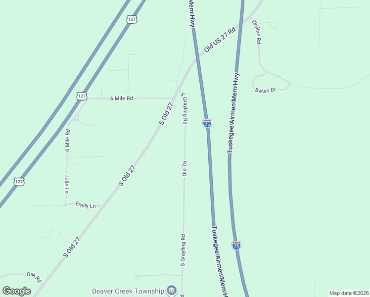 map of restaurants, bars, coffee shops, grocery stores, and more near 8215 South Grayling Road in Grayling
