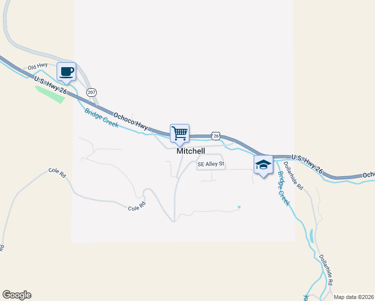 map of restaurants, bars, coffee shops, grocery stores, and more near 104 East Main Street in Mitchell