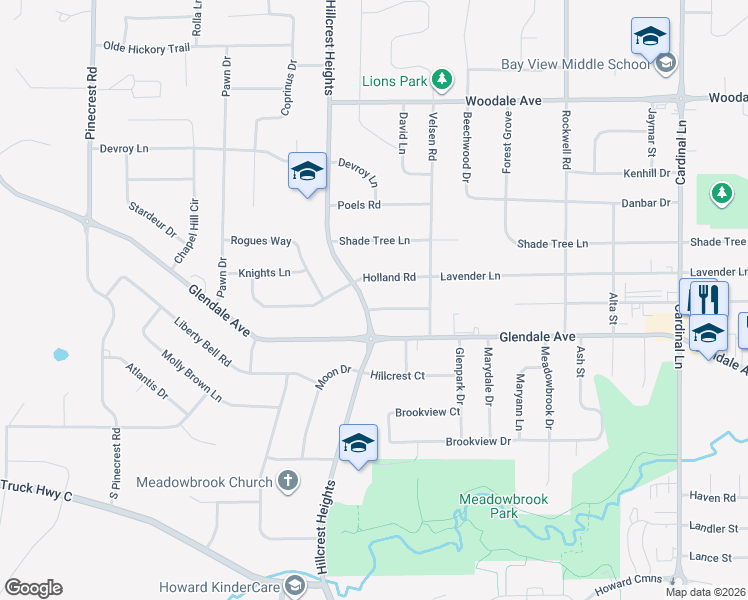 map of restaurants, bars, coffee shops, grocery stores, and more near 2942 Zuider Zee Road in Howard