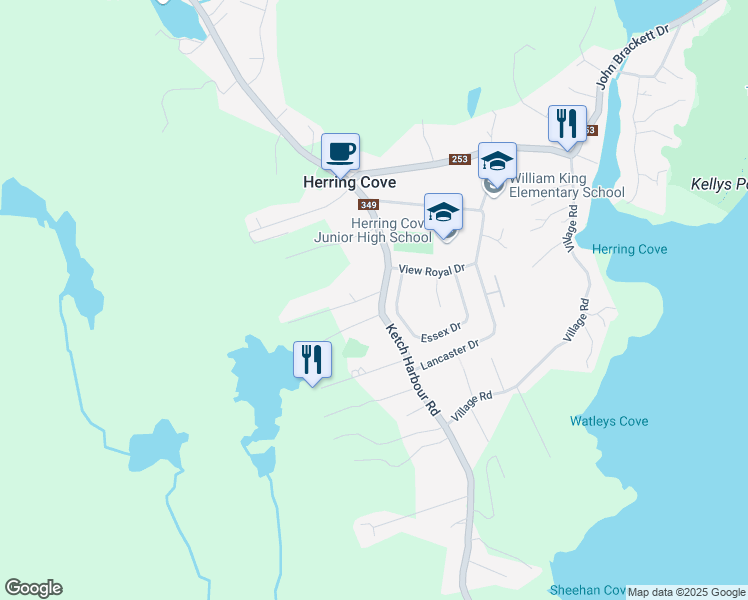 map of restaurants, bars, coffee shops, grocery stores, and more near 53 Ketch Harbour Road in Herring Cove