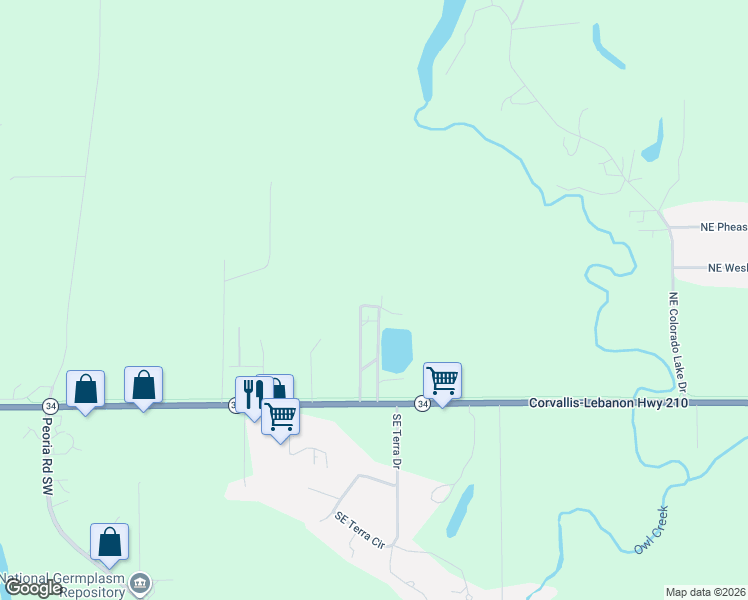 map of restaurants, bars, coffee shops, grocery stores, and more near 29229 Oregon 34 in Corvallis