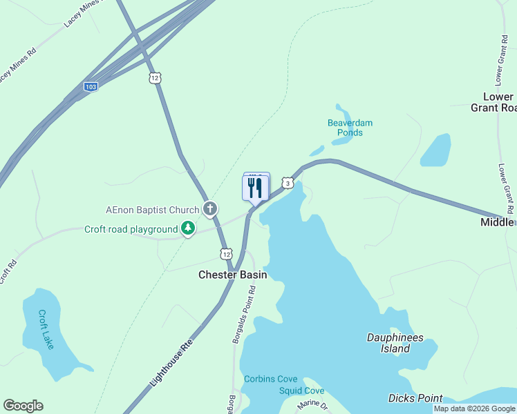 map of restaurants, bars, coffee shops, grocery stores, and more near 5315 Nova Scotia 3 Trunk in Chester Basin
