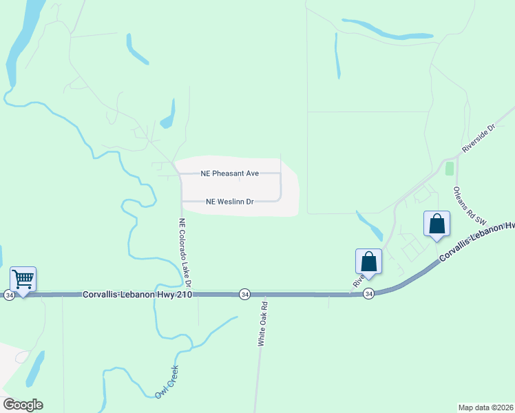 map of restaurants, bars, coffee shops, grocery stores, and more near 29592 Northeast Weslinn Drive in Corvallis