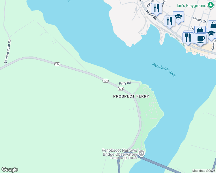 map of restaurants, bars, coffee shops, grocery stores, and more near 677 Fort Knox Road in Prospect