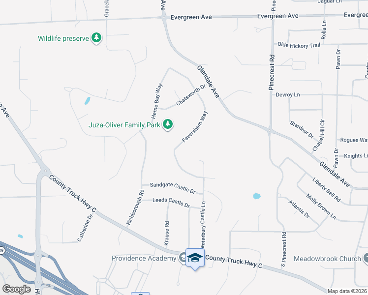 map of restaurants, bars, coffee shops, grocery stores, and more near 1018 Faversham Way in Green Bay