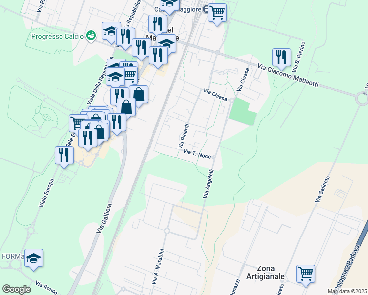 map of restaurants, bars, coffee shops, grocery stores, and more near 29 Via T. Noce in Città Metropolitana di Bologna