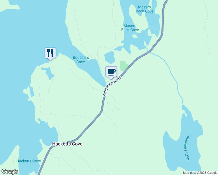 map of restaurants, bars, coffee shops, grocery stores, and more near 9957 Peggys Cove Road in Hacketts Cove