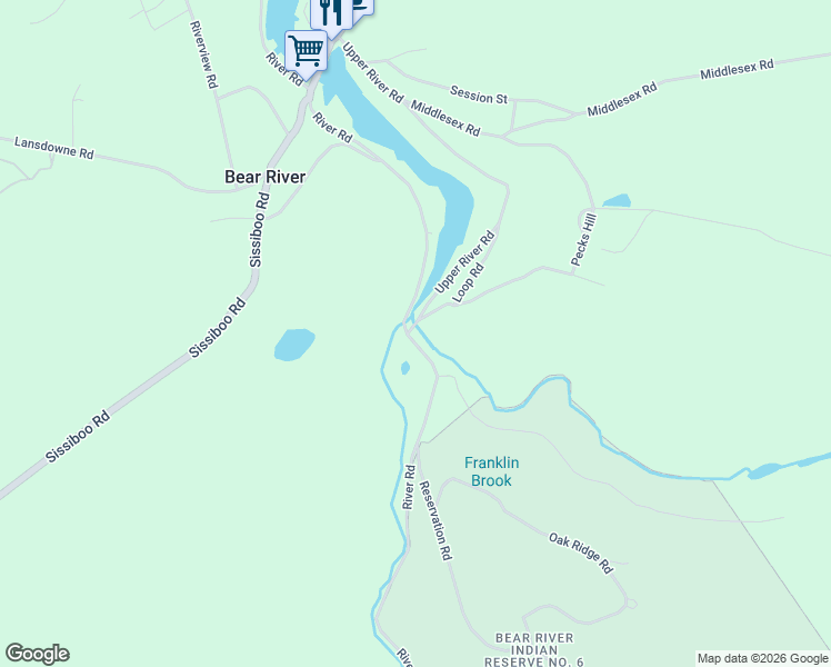 map of restaurants, bars, coffee shops, grocery stores, and more near 1443 River Road in Bear River