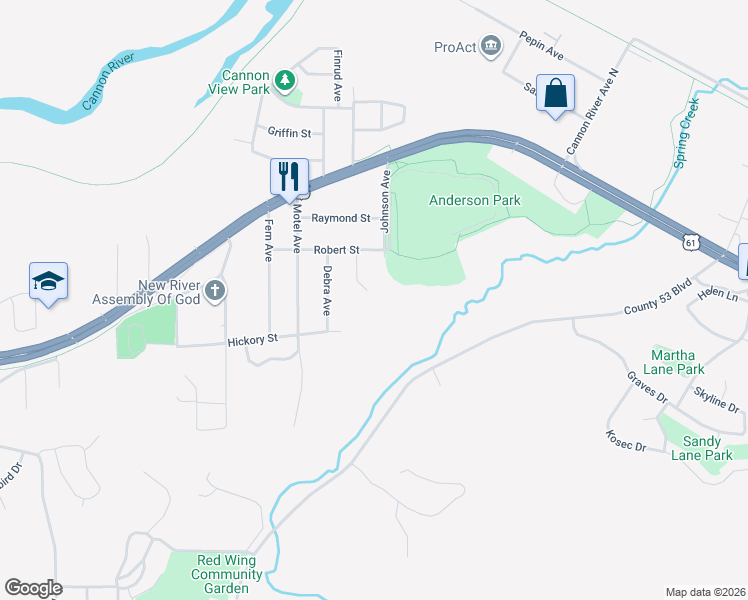 map of restaurants, bars, coffee shops, grocery stores, and more near 237 Butternut Avenue in Red Wing
