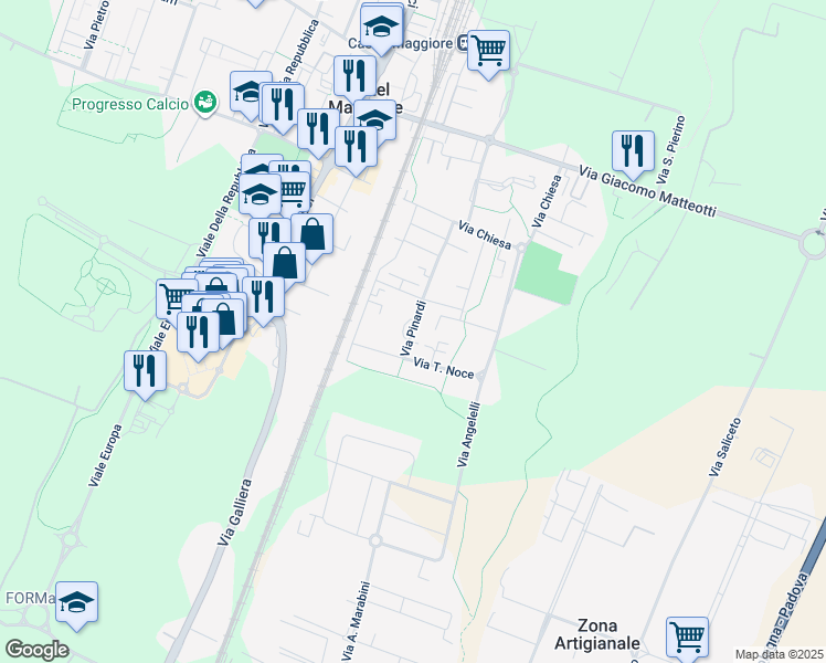map of restaurants, bars, coffee shops, grocery stores, and more near 29 Via T. Noce in Città Metropolitana di Bologna