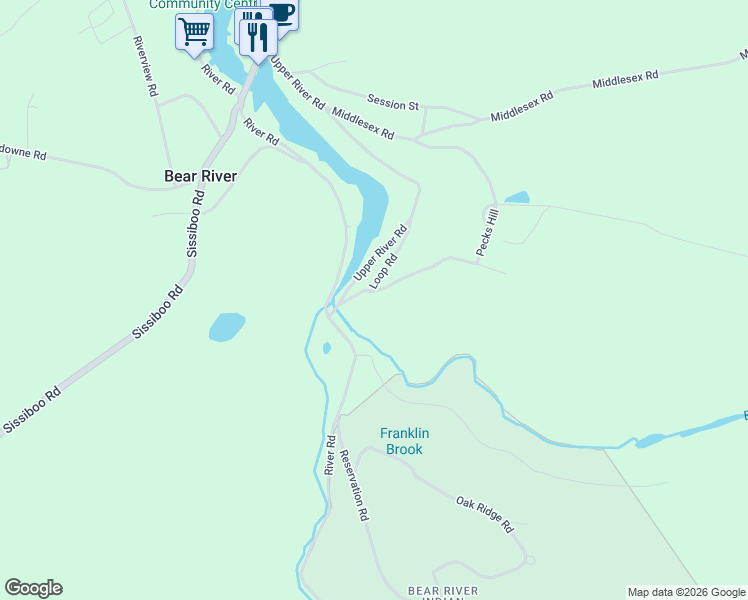 map of restaurants, bars, coffee shops, grocery stores, and more near 195 Pecks Hill in Bear River