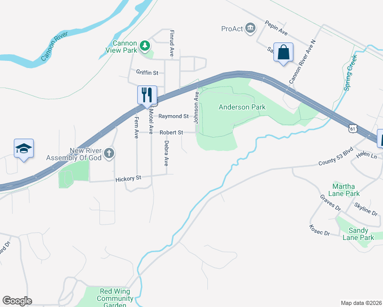 map of restaurants, bars, coffee shops, grocery stores, and more near 237 Butternut Avenue in Red Wing