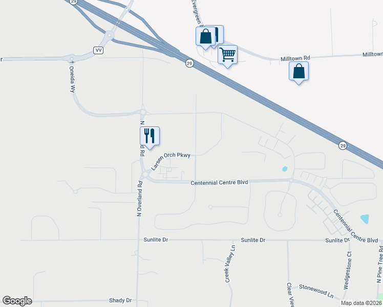 map of restaurants, bars, coffee shops, grocery stores, and more near 582 Larsen Orchard Parkway in Hobart