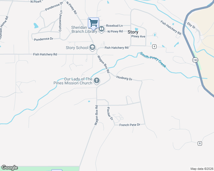 map of restaurants, bars, coffee shops, grocery stores, and more near 26-130 Wagon Box Road in Story