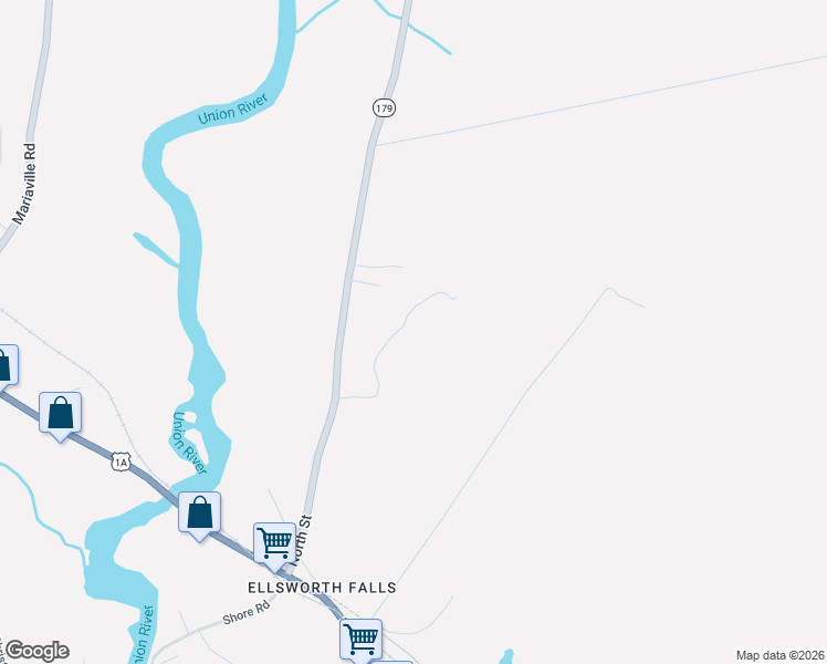 map of restaurants, bars, coffee shops, grocery stores, and more near 37 Sennett Way in Ellsworth