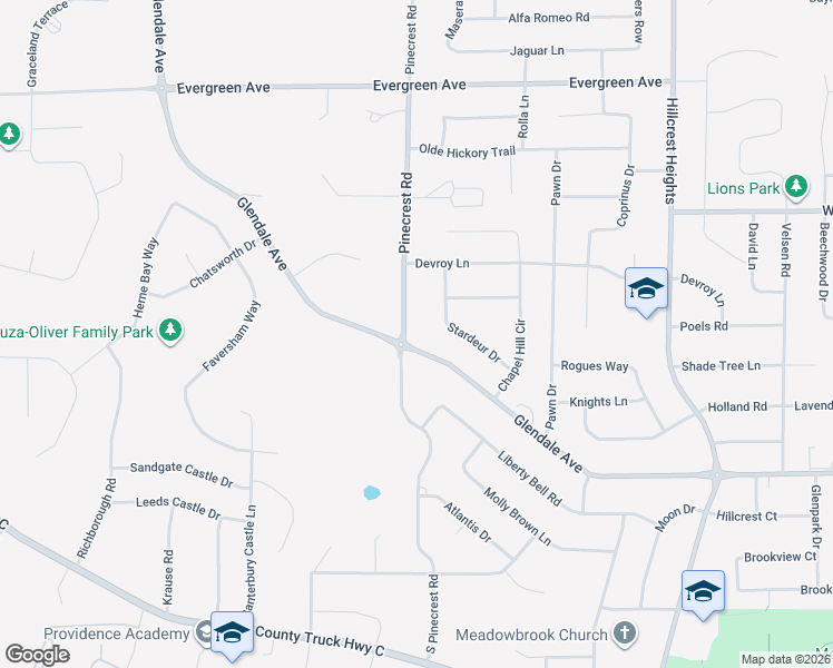 map of restaurants, bars, coffee shops, grocery stores, and more near 3242 Glendale Avenue in Green Bay
