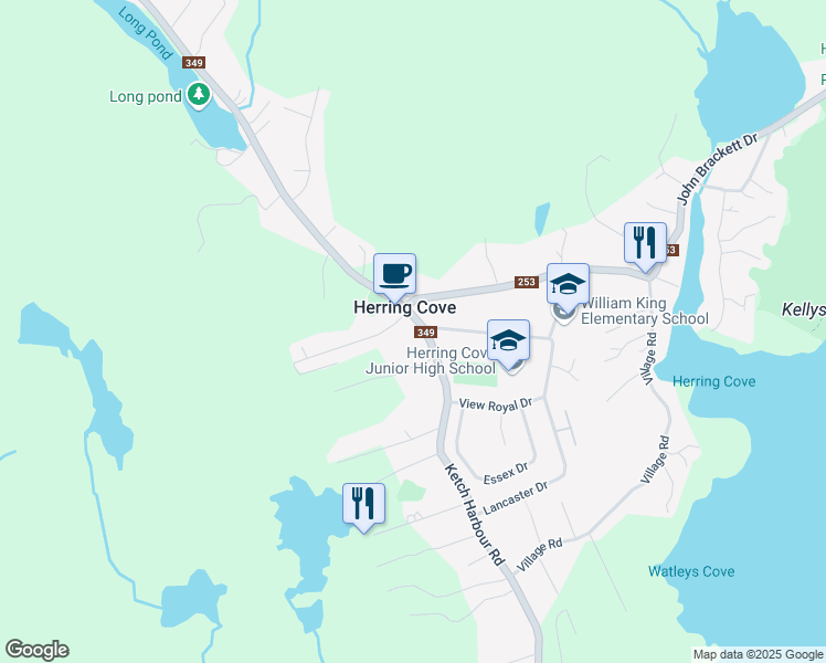 map of restaurants, bars, coffee shops, grocery stores, and more near 9C Ketch Harbour Road in Herring Cove