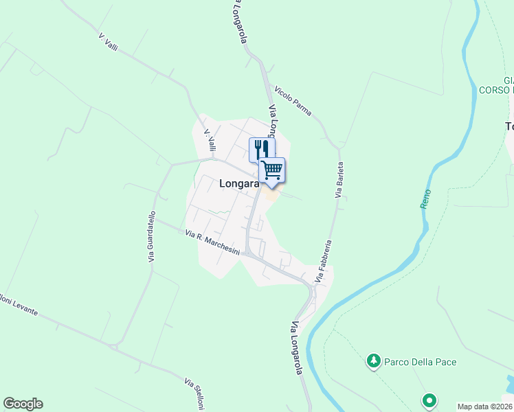map of restaurants, bars, coffee shops, grocery stores, and more near 56 Via Marchesini in Longara