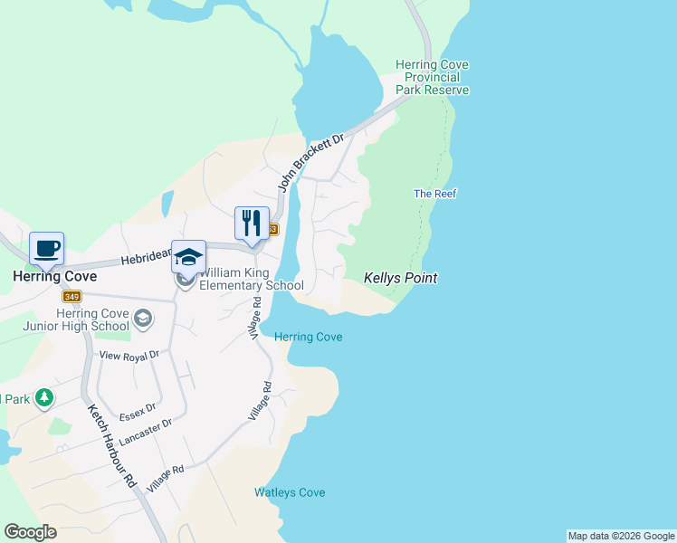 map of restaurants, bars, coffee shops, grocery stores, and more near 68 Shore Road in Herring Cove