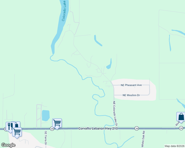 map of restaurants, bars, coffee shops, grocery stores, and more near 29471 Northeast Timberline Drive in Corvallis